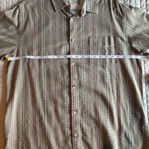 Men's Textured & Striped Button-Down Shirt - Beige and Brown - Picture 5 of 6